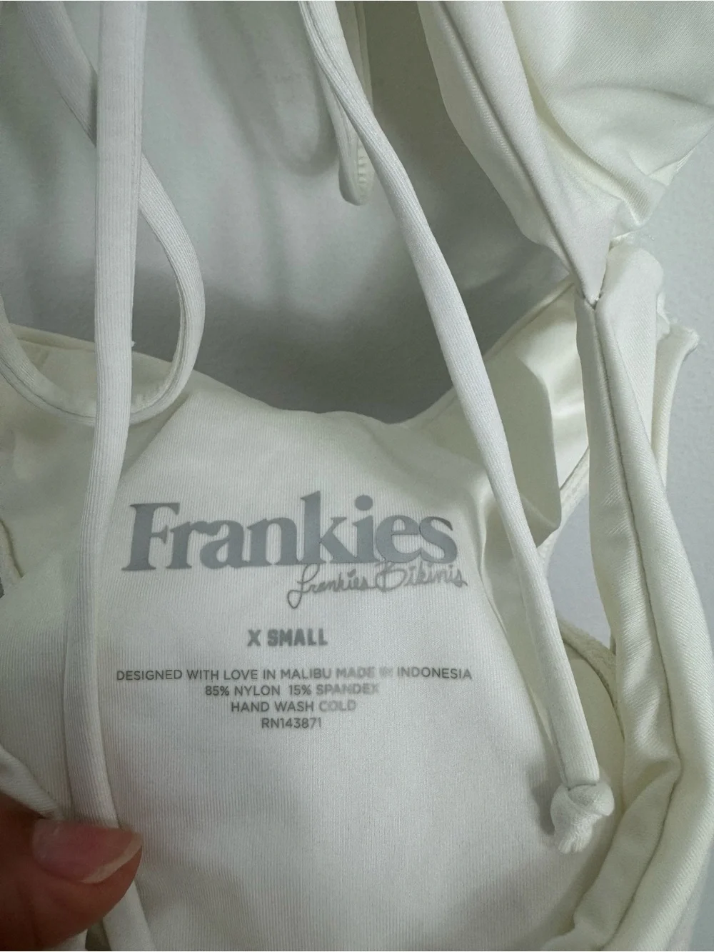 Frankies Bikinis White Cutout One Piece Swimsuit Ruched Tie Front Size XS